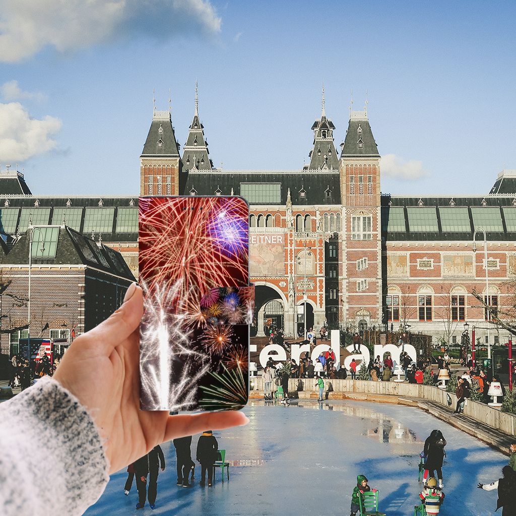 Huawei P10 Lite Wallet Case met Pasjes Vuurwerk