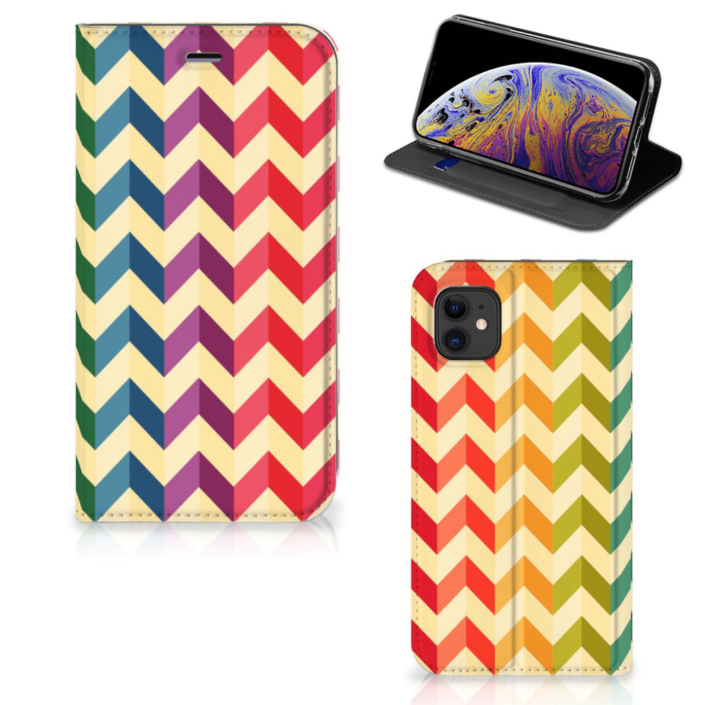 Apple iPhone 11 Hoesje met Magneet Zigzag Multi Color