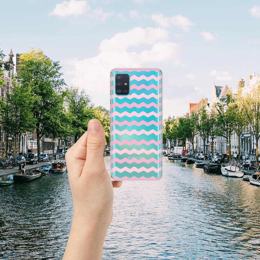 Samsung Galaxy A51 TPU bumper Waves Roze B2C Telecom