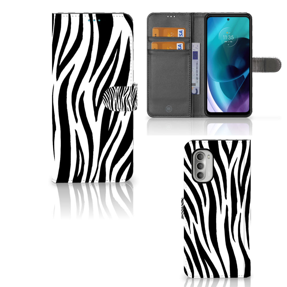 Motorola Moto G51 5G Telefoonhoesje met Pasjes Zebra