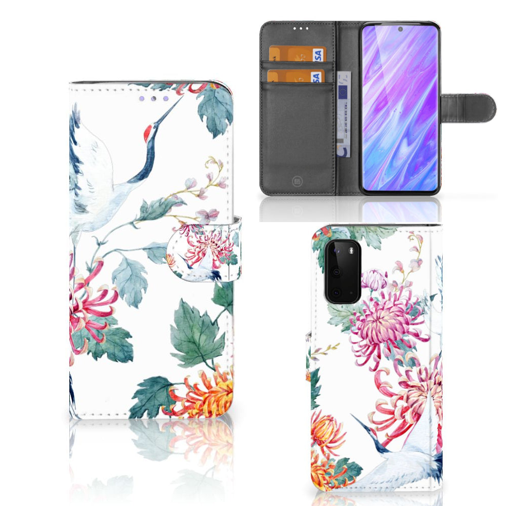 Samsung Galaxy S20 Telefoonhoesje met Pasjes Bird Flowers