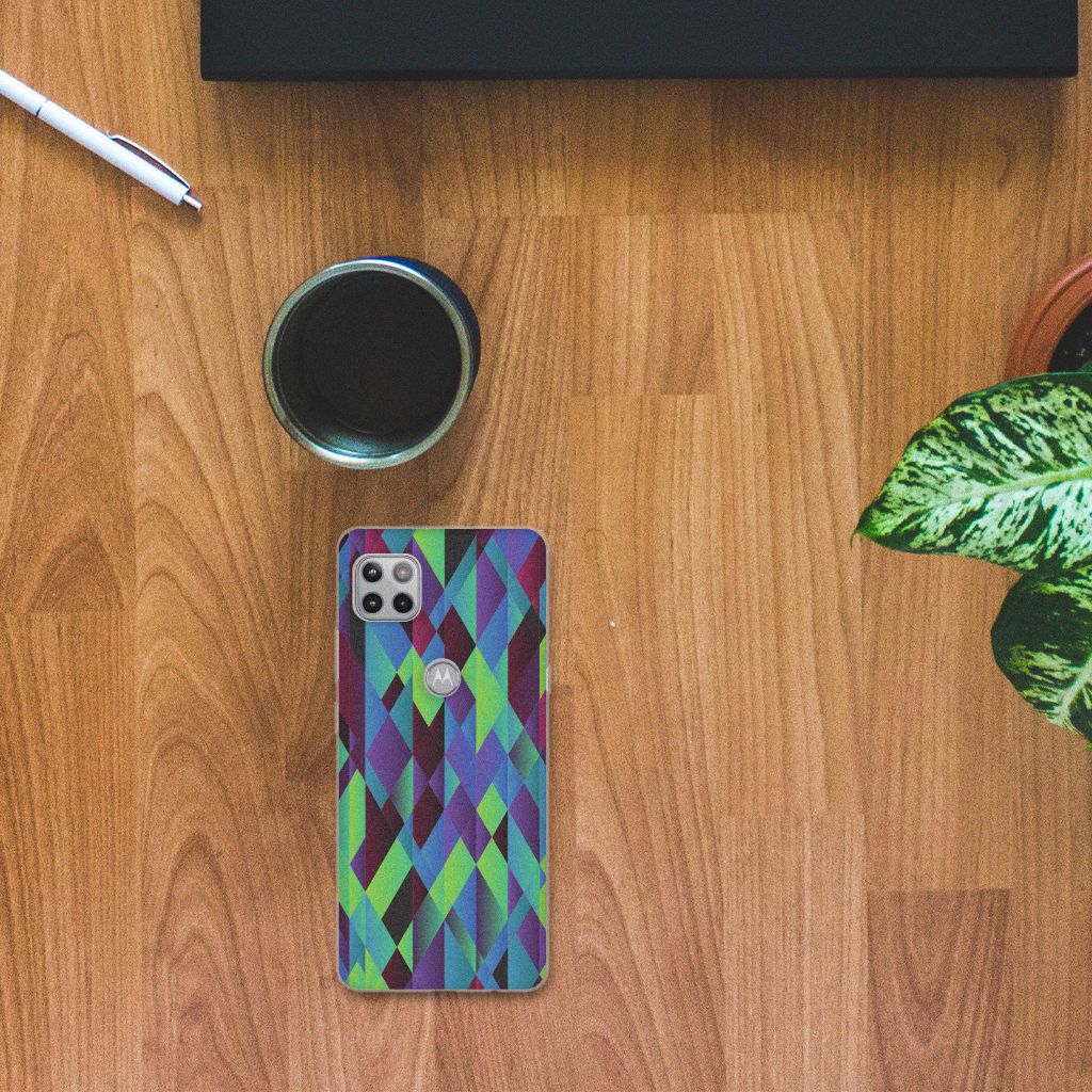 Motorola Moto G 5G TPU Hoesje Abstract Green Blue B2C Telecom