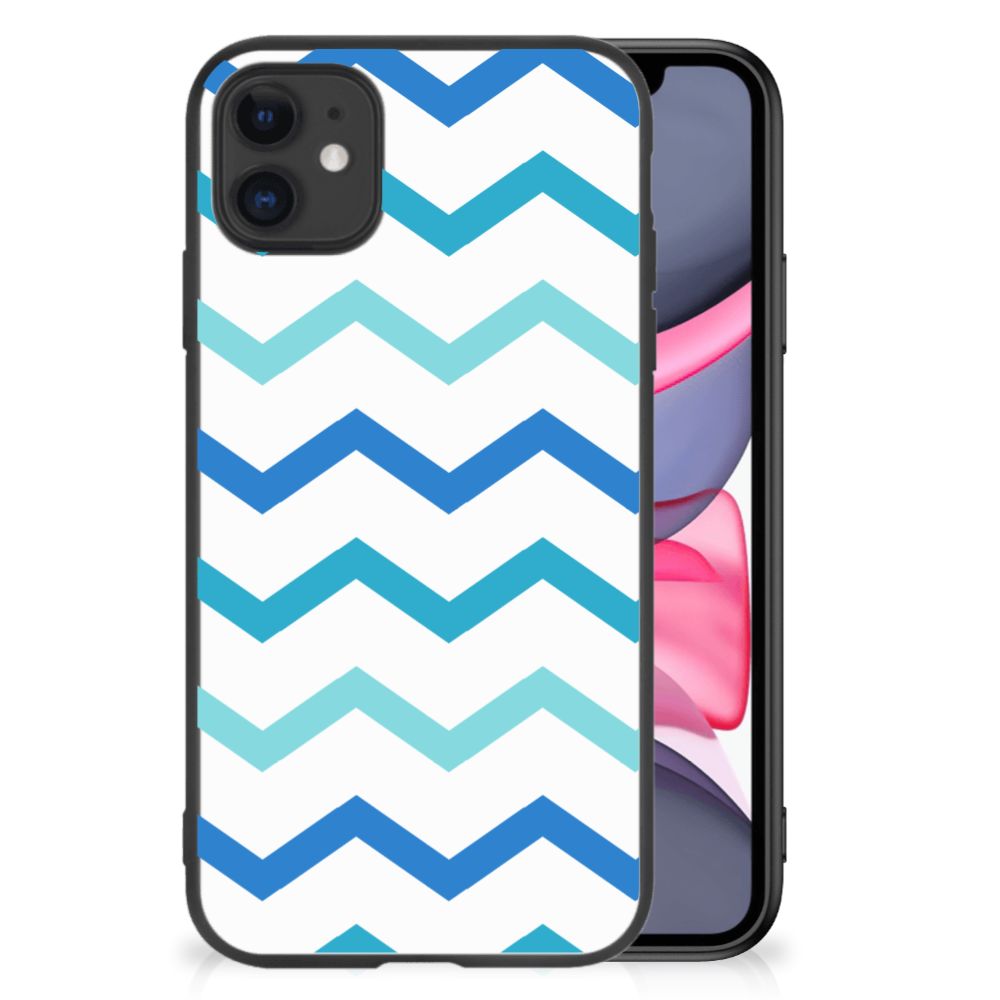 iPhone 11 Back Case Zigzag Blauw
