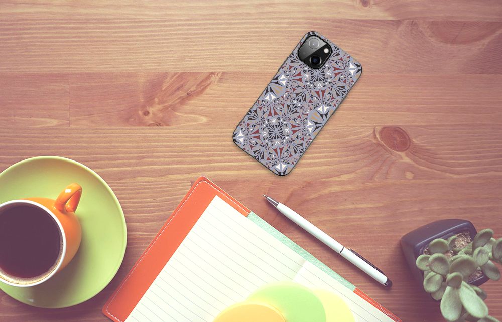 Apple iPhone 13/14 Marmeren Print Telefoonhoesje Flower Tiles B2C Telecom