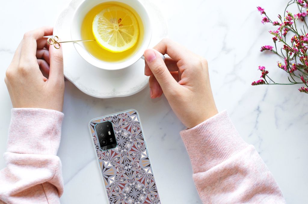 OPPO A94 5G | Reno5 Z TPU Siliconen Hoesje Flower Tiles B2C Telecom