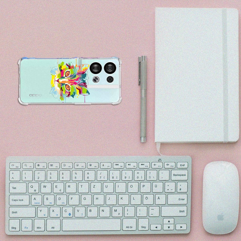 OPPO Reno8 Stevig Bumper Hoesje Cat Color B2C Telecom