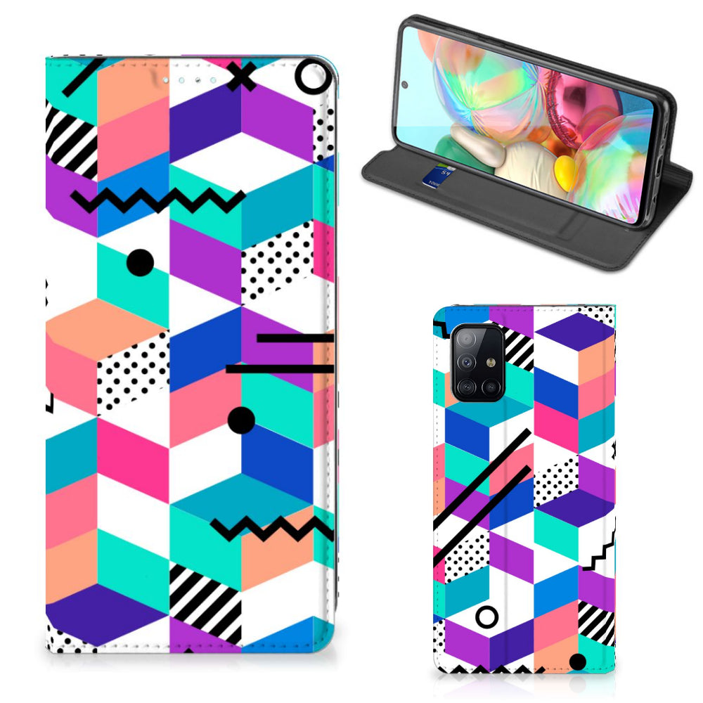 Samsung Galaxy A71 Stand Case Blokken Kleurrijk