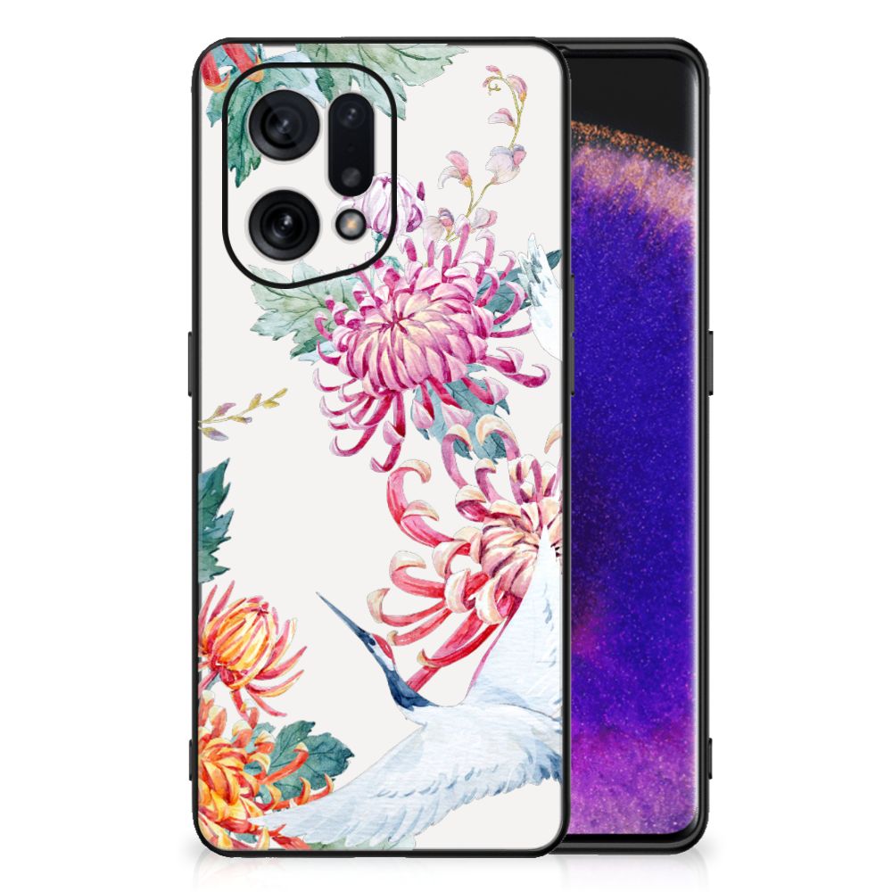 OPPO Find X5 Dierenprint Telefoonhoesje Bird Flowers B2C Telecom
