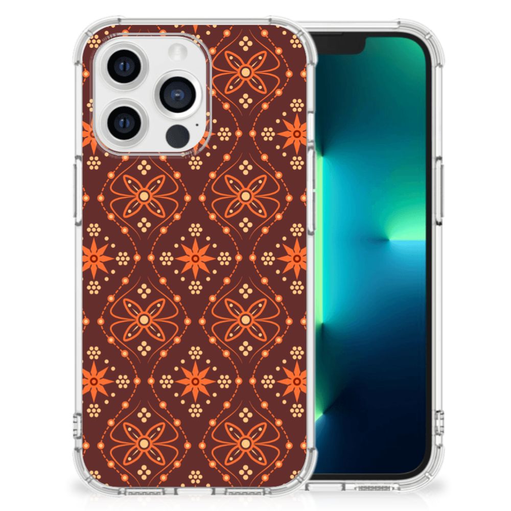 Apple iPhone 13 Pro Doorzichtige Silicone Hoesje Batik Brown B2C Telecom