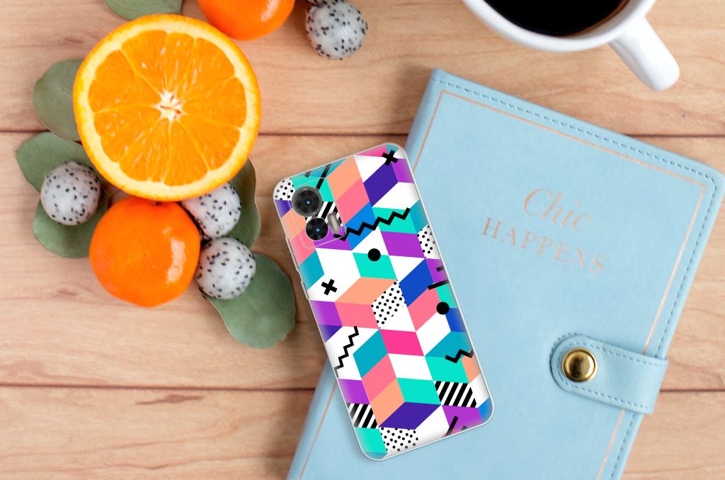 Motorola Edge 30 Neo TPU Hoesje Blokken Kleurrijk B2C Telecom