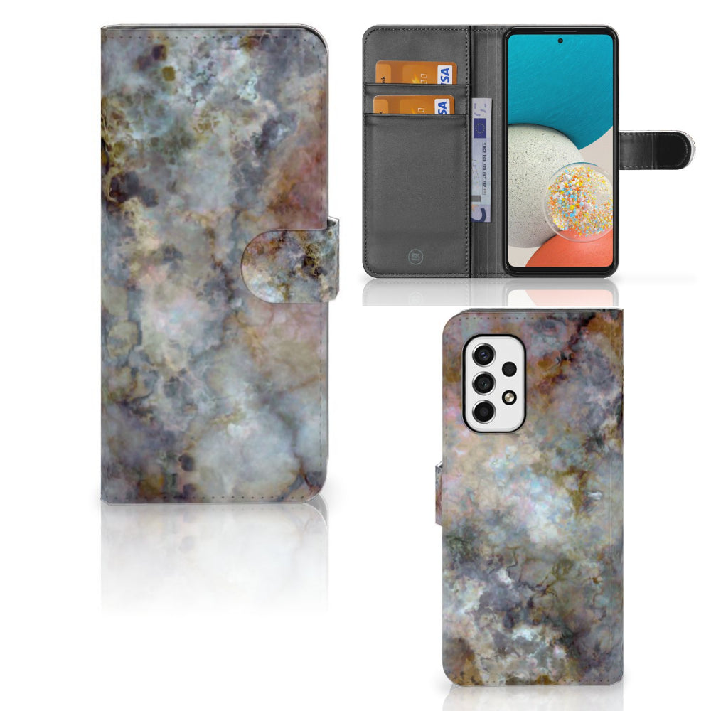 Samsung Galaxy A53 Bookcase Marmer Grijs