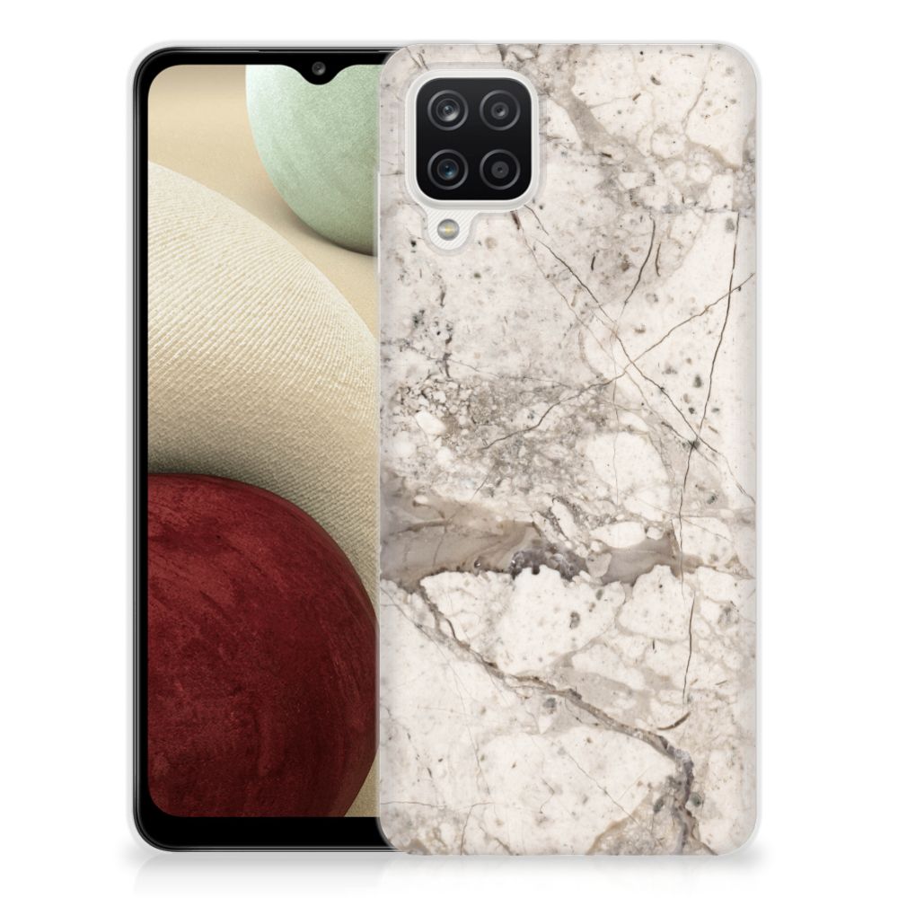 Samsung Galaxy A12 TPU Siliconen Hoesje Marmer Beige B2C Telecom