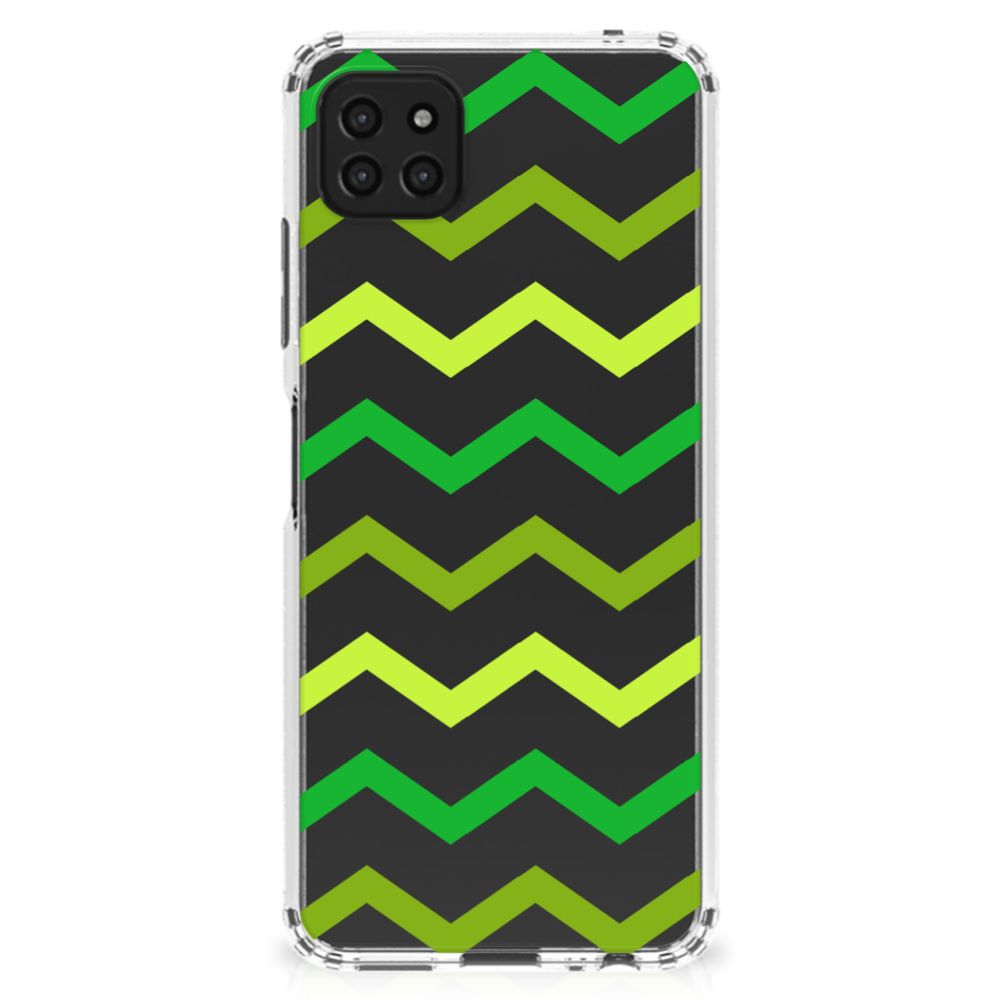 Samsung Galaxy A22 5G Doorzichtige Silicone Hoesje Zigzag Groen B2C Telecom