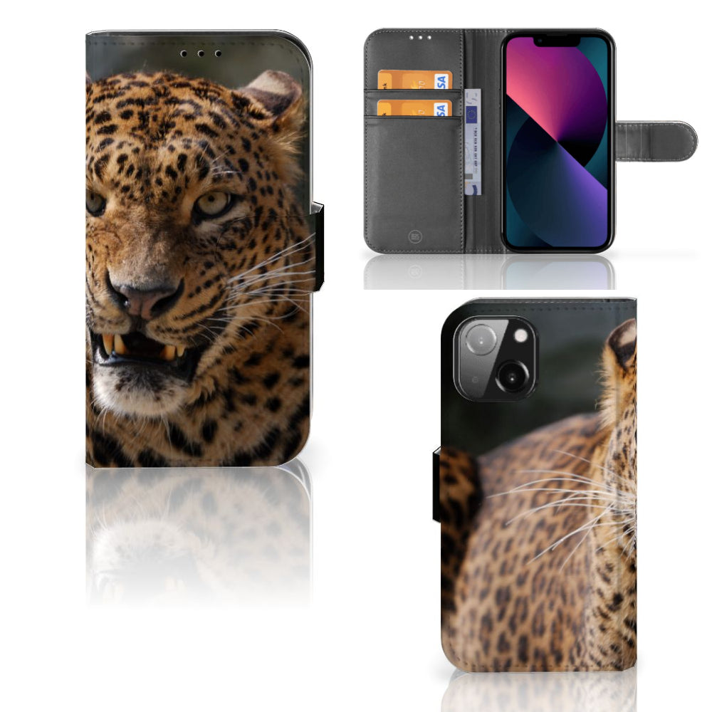 iPhone 13 Mini Telefoonhoesje met Pasjes Luipaard
