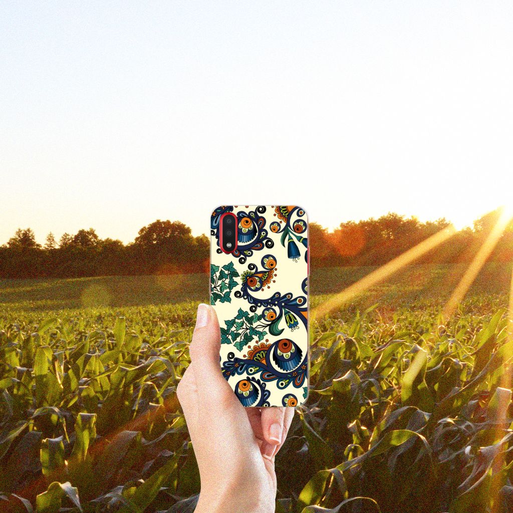 Siliconen Hoesje Samsung Galaxy A01 Barok Flower B2C Telecom