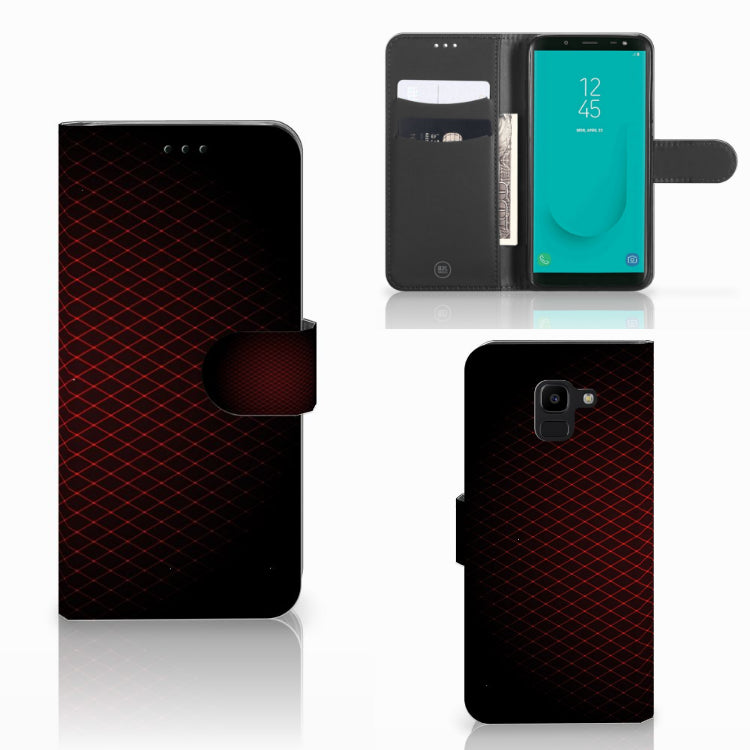 Samsung Galaxy J6 2018 Telefoon Hoesje Geruit Rood