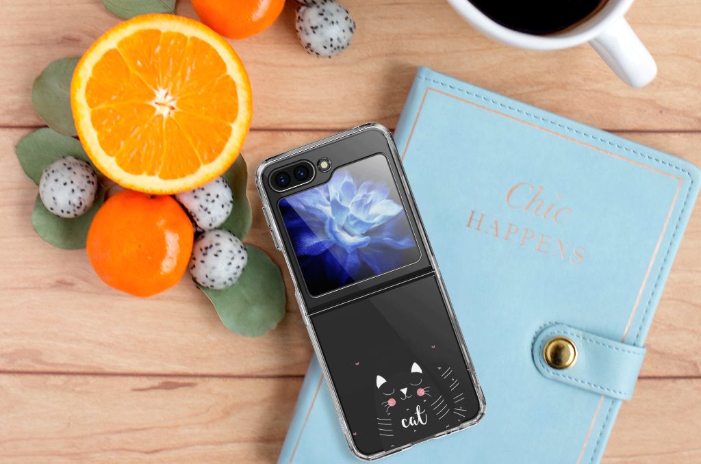 Samsung Galaxy Z Flip 5 Telefoonhoesje met Naam Cat Good Day