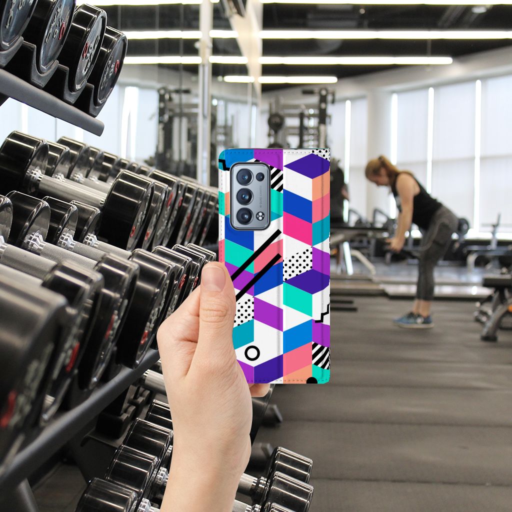OPPO Reno 6 Pro Plus 5G Stand Case Blokken Kleurrijk - B2C Telecom