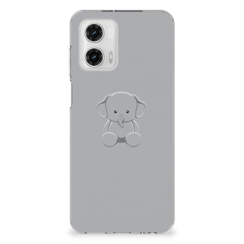 Motorola Moto G73 Telefoonhoesje met Naam Grijs Baby Olifant