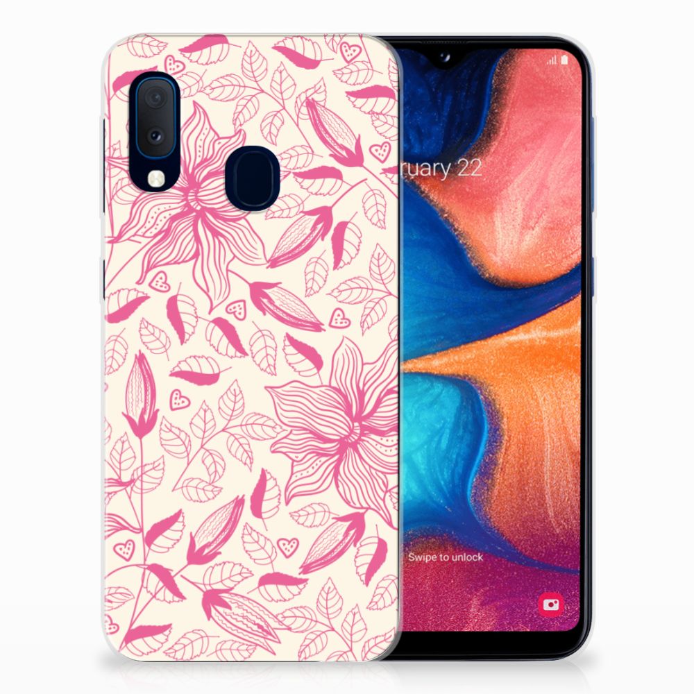 Samsung Galaxy A20e TPU Case Pink Flowers