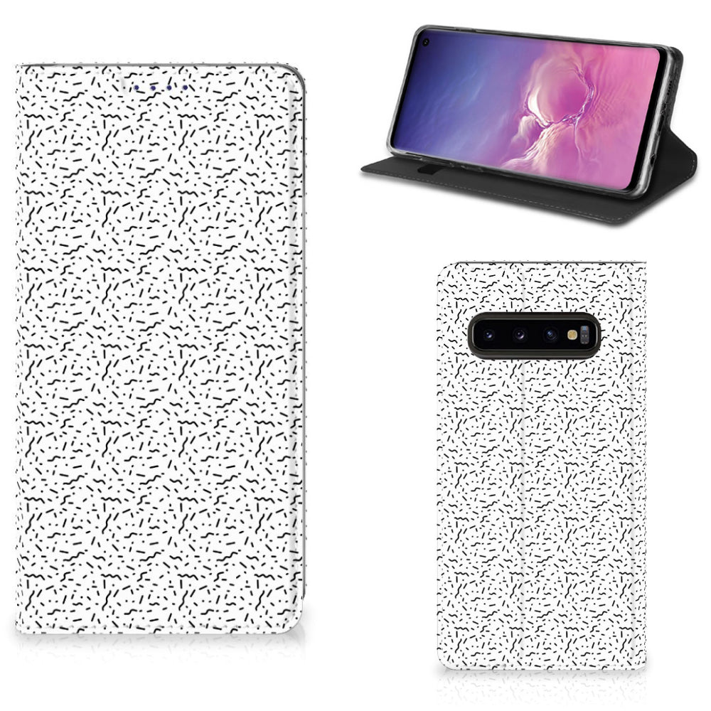 Samsung Galaxy S10 Hoesje met Magneet Stripes Dots