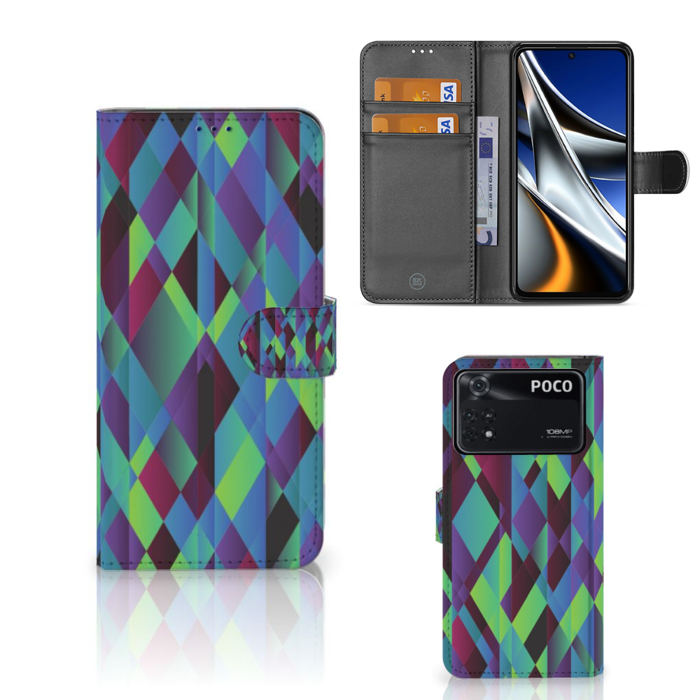 Xiaomi Poco X4 Pro 5G Book Case Abstract Green Blue