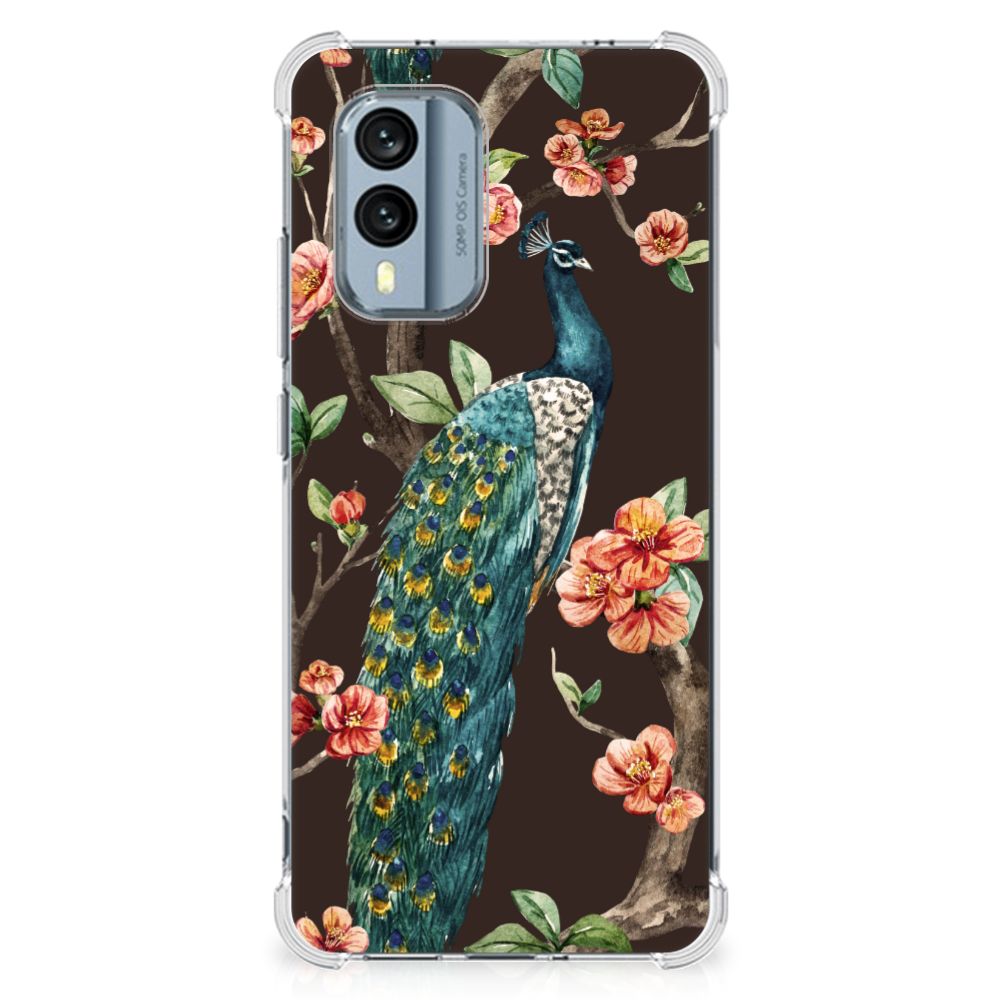 Nokia X30 Case Anti-shock Pauw met Bloemen B2C Telecom