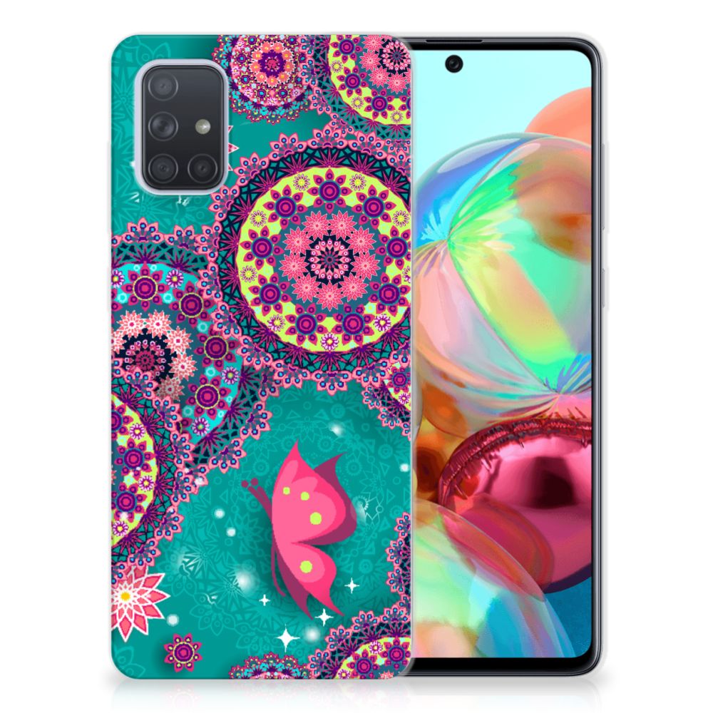 Samsung Galaxy A71 Hoesje maken Cirkels en Vlinders