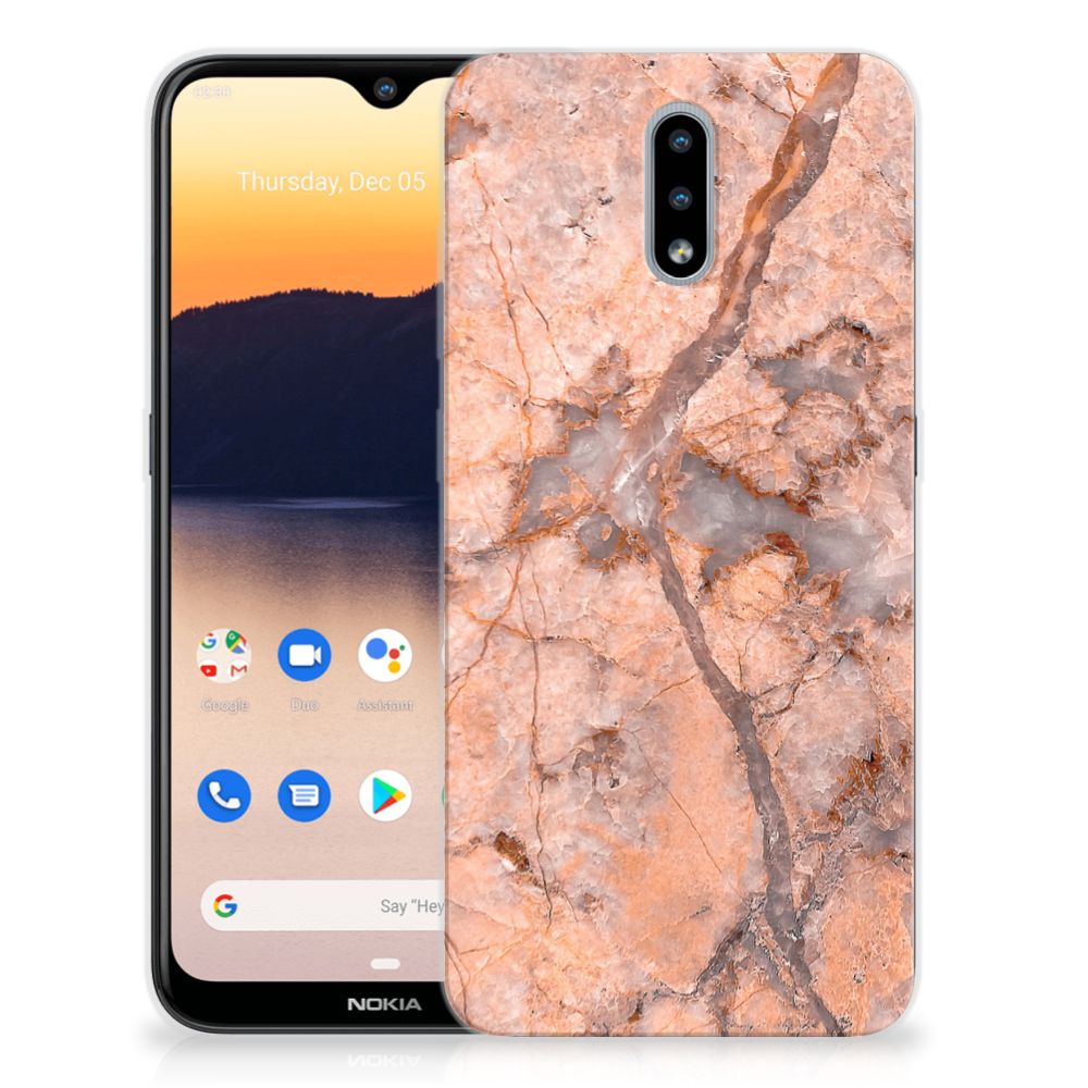 Nokia 2.3 TPU Siliconen Hoesje Marmer Oranje