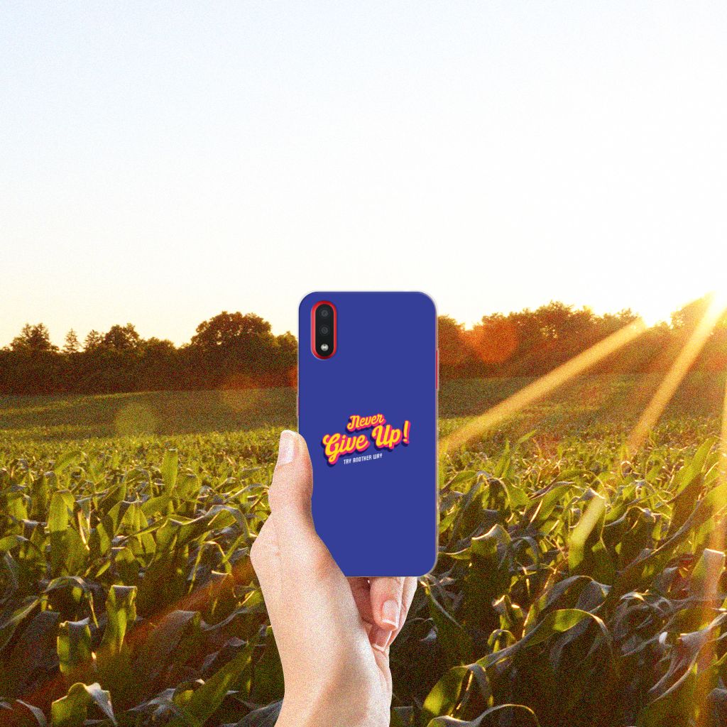 Samsung Galaxy A01 Siliconen hoesje met naam Never Give Up B2C Telecom