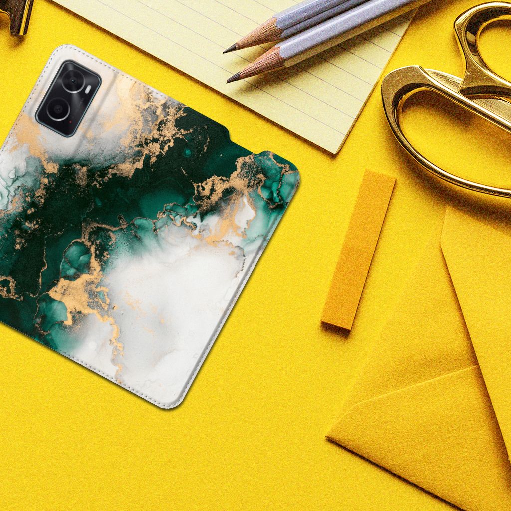 Standcase voor OPPO A96 | A76 Marmer Groen - B2C Telecom