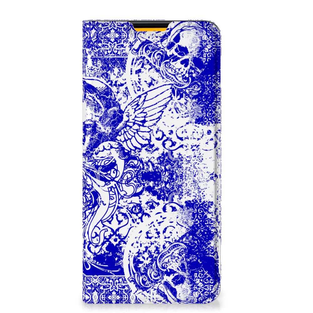 Mobiel BookCase Samsung Galaxy M52 Angel Skull Blauw - B2C Telecom