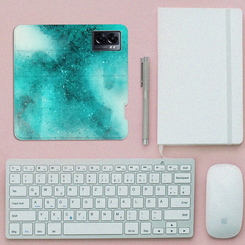 Bookcase OPPO A77 5G | A57 5G Painting Blue - B2C Telecom