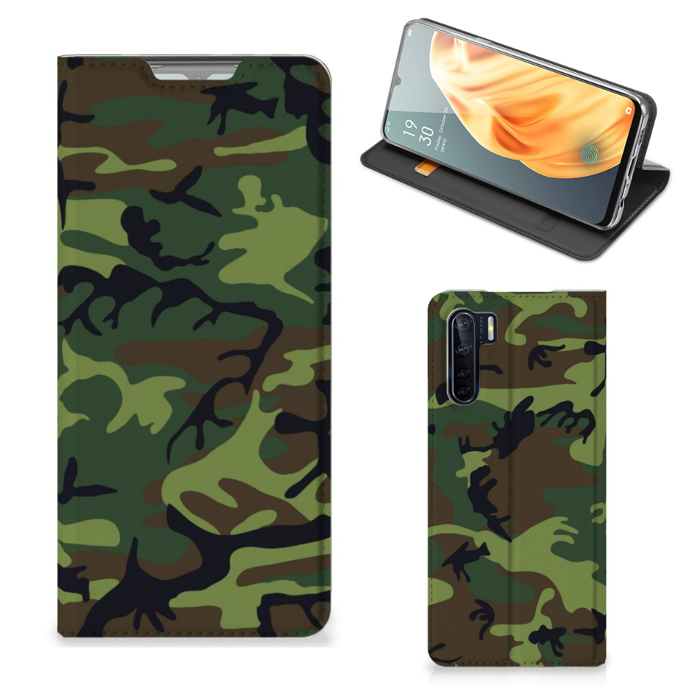 OPPO Reno3 | A91 Hoesje met Magneet Army Dark - B2C Telecom