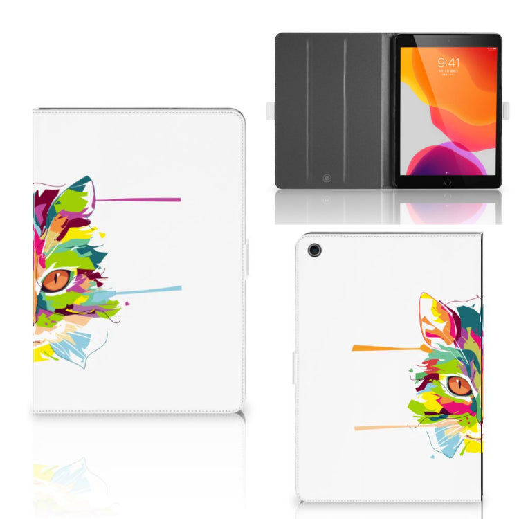 Hippe Tablet Hoes Cat Color - collage met voor-, achter- en binnenkant