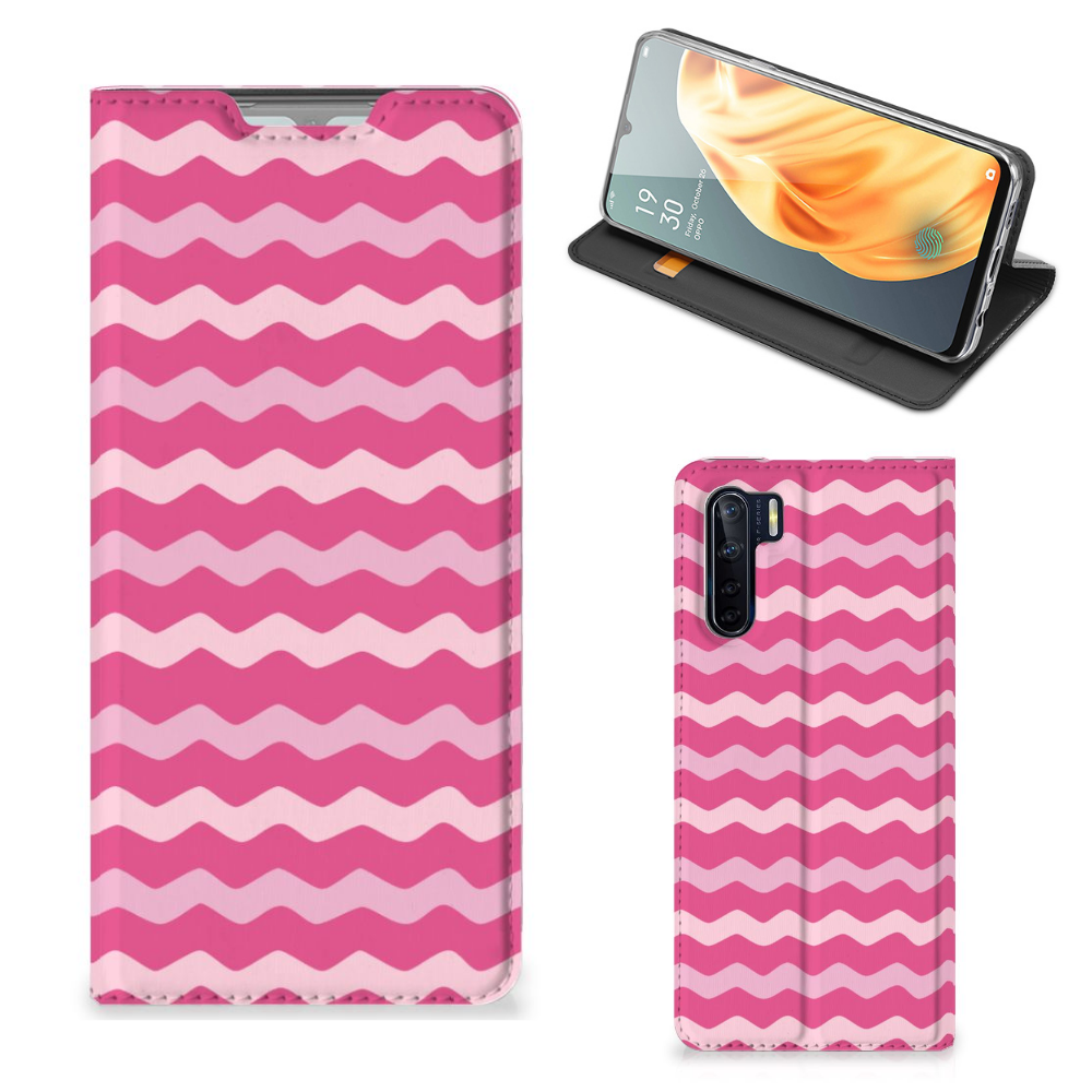OPPO Reno3 | A91 Hoesje met Magneet Waves Pink - B2C Telecom