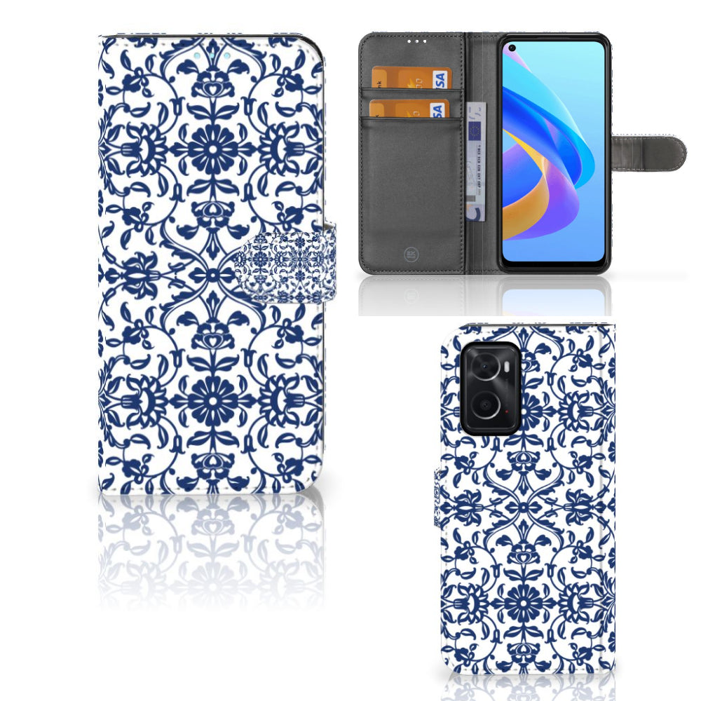 OPPO A76 | A96 Hoesje Flower Blue