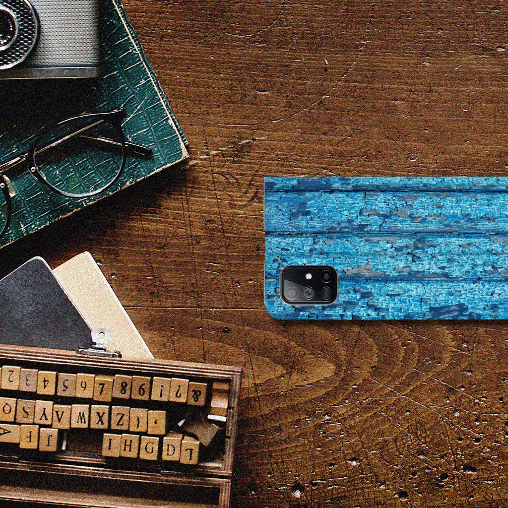 Samsung Galaxy M51 Book Wallet Case Wood Blue - B2C Telecom