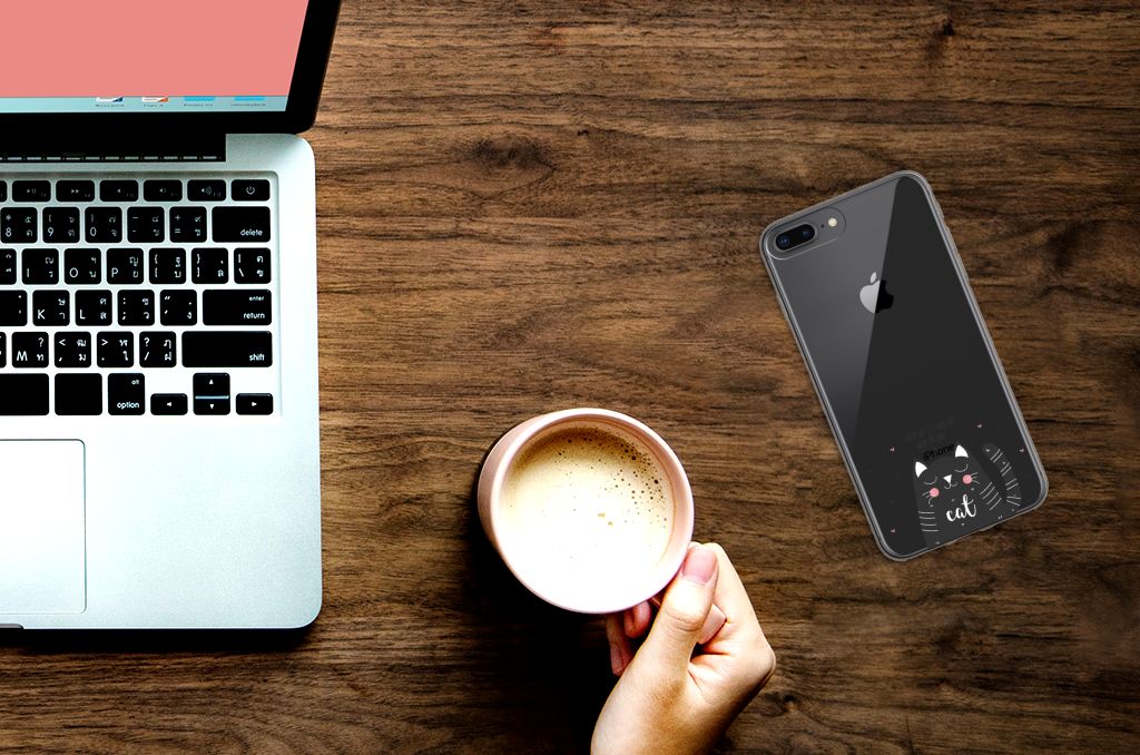 Apple iPhone 7 Plus | 8 Plus Telefoonhoesje met Naam Cat Good Day