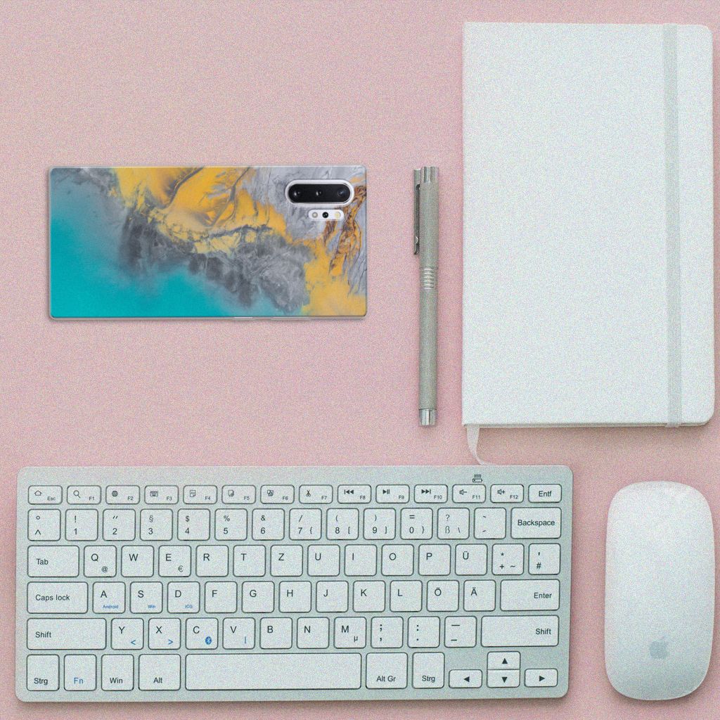 Samsung Galaxy Note 10 Plus TPU Siliconen Hoesje Marble Blue Gold