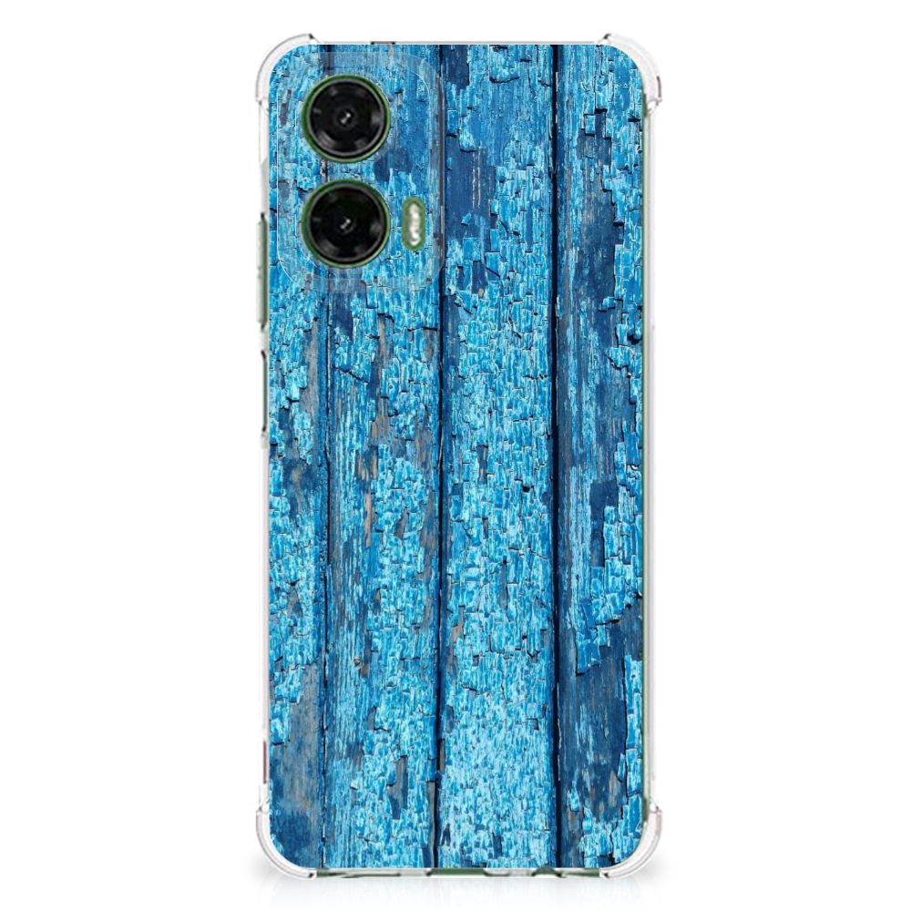 Motorola Moto G35 Stevig Telefoonhoesje Wood Blue