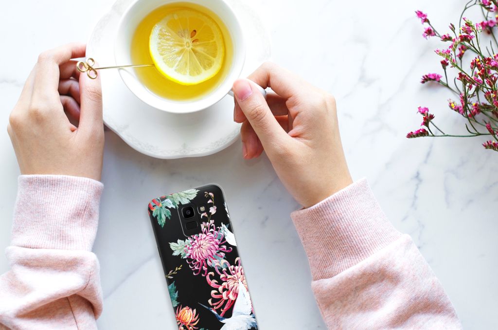 Samsung Galaxy J6 2018 TPU Hoesje Bird Flowers