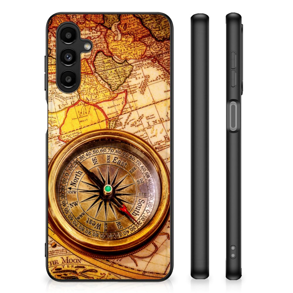Samsung Galaxy A14 5G TPU Backcover Kompas met unieke kompas print en zwart TPU rand