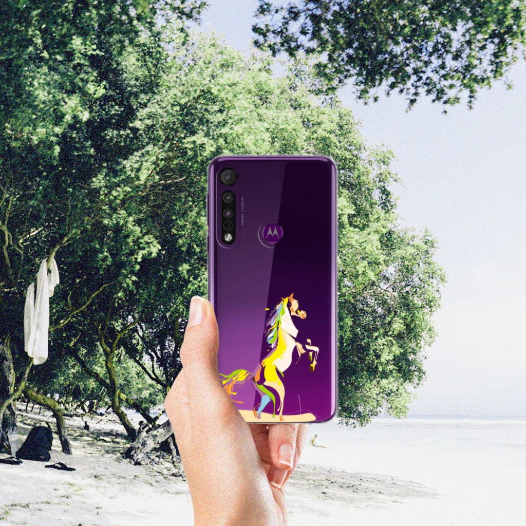 Motorola One Macro Telefoonhoesje met Naam Horse Color B2C Telecom