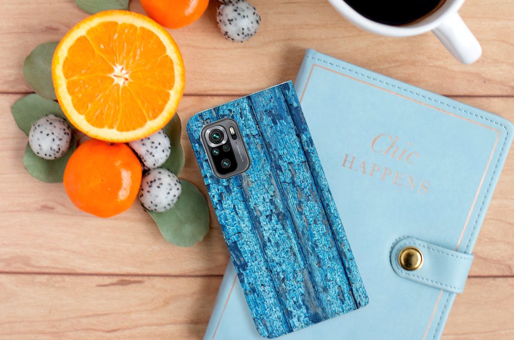 Xiaomi Redmi Note 10 4G | 10S | Poco M5s Book Wallet Case Wood Blue - B2C Telecom