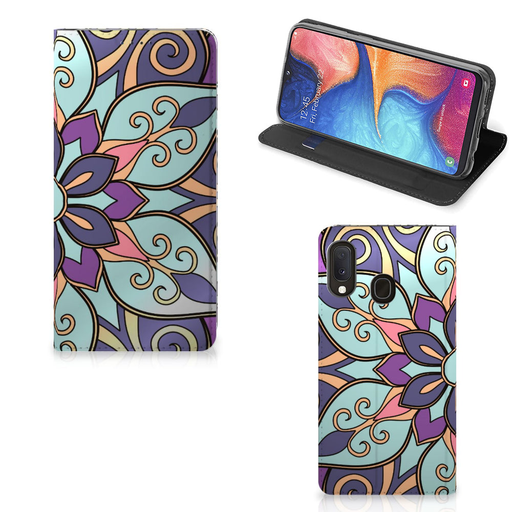 Samsung Galaxy A20e Smart Cover Purple Flower