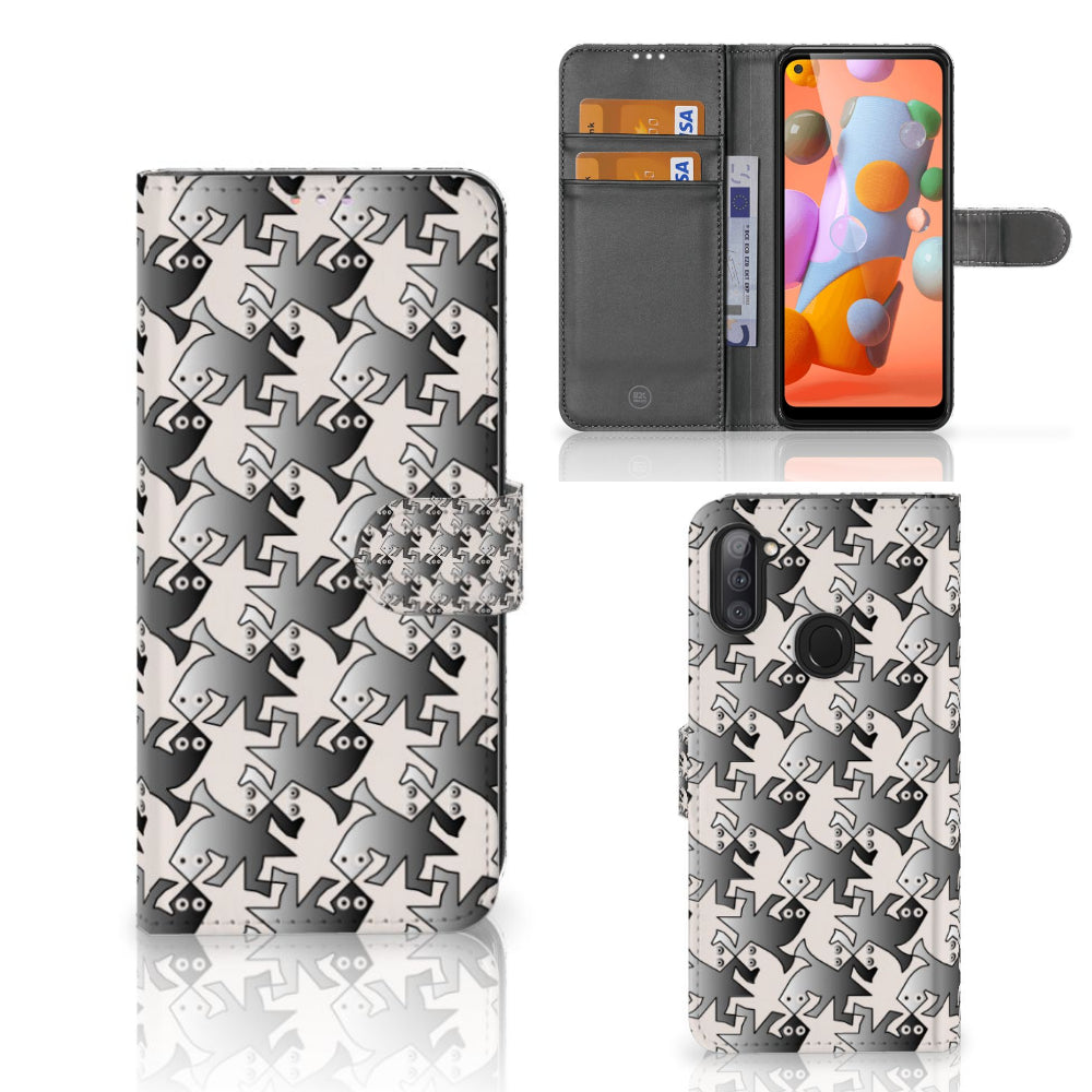 Samsung Galaxy M11 | A11 Telefoonhoesje met Pasjes Salamander Grey