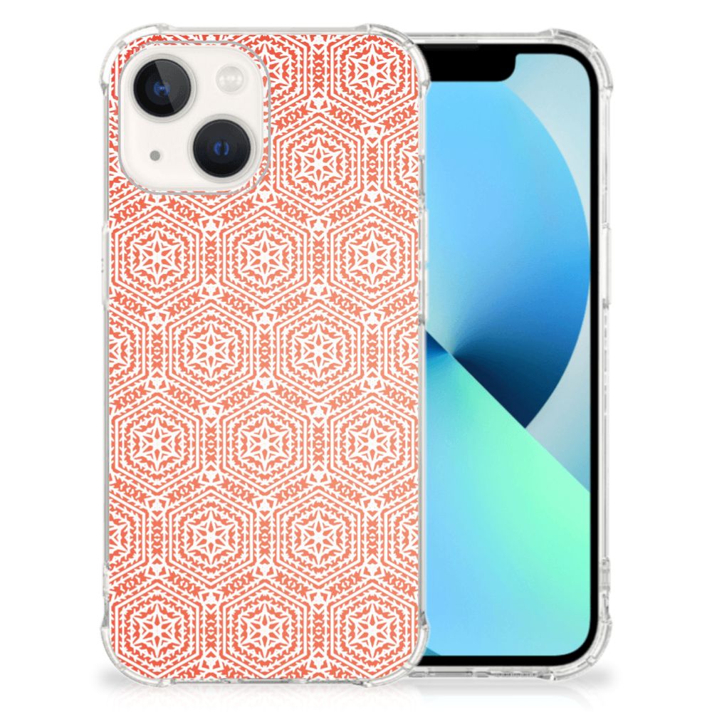 iPhone 13 Doorzichtige Silicone Hoesje Pattern Orange