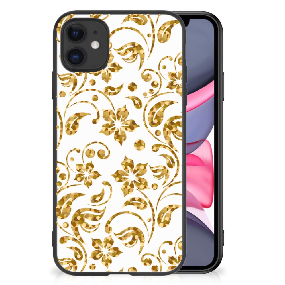 iPhone 11 Bloemen Hoesje Gouden Bloemen