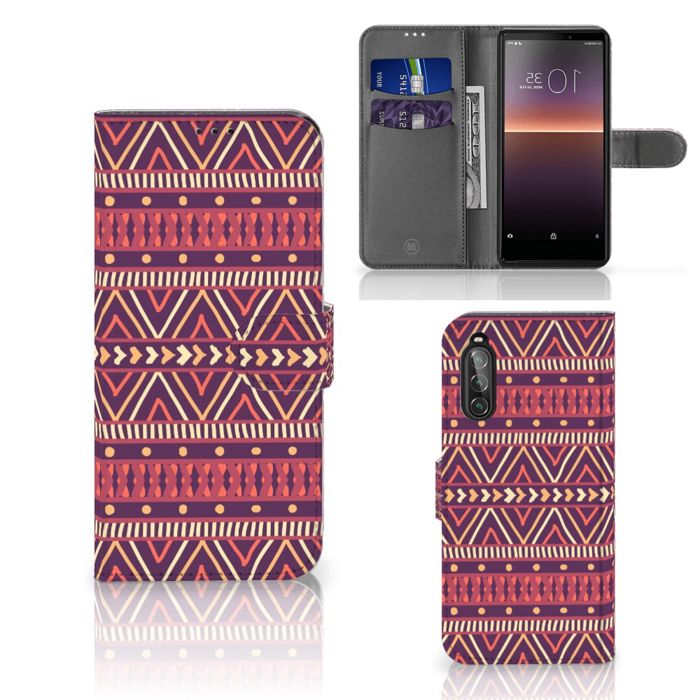 Sony Xperia 10 II Telefoon Hoesje Aztec Paars
